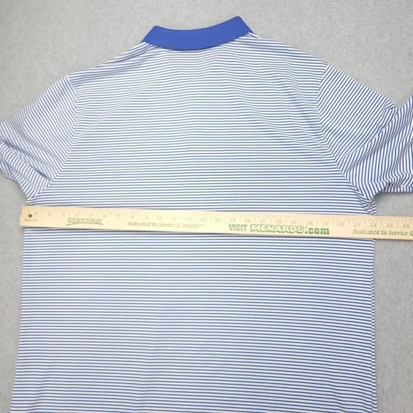 Nike Dri-Fit Polo Golfr Shirt Men's XL Blue White Stiped Standard Fit Polyester‎ - Picture 9 of 12